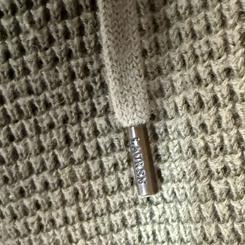 Lauren Ralph Lauren army green, waffle knit, cotton, pop over hoodie M - Picture 5 of 7